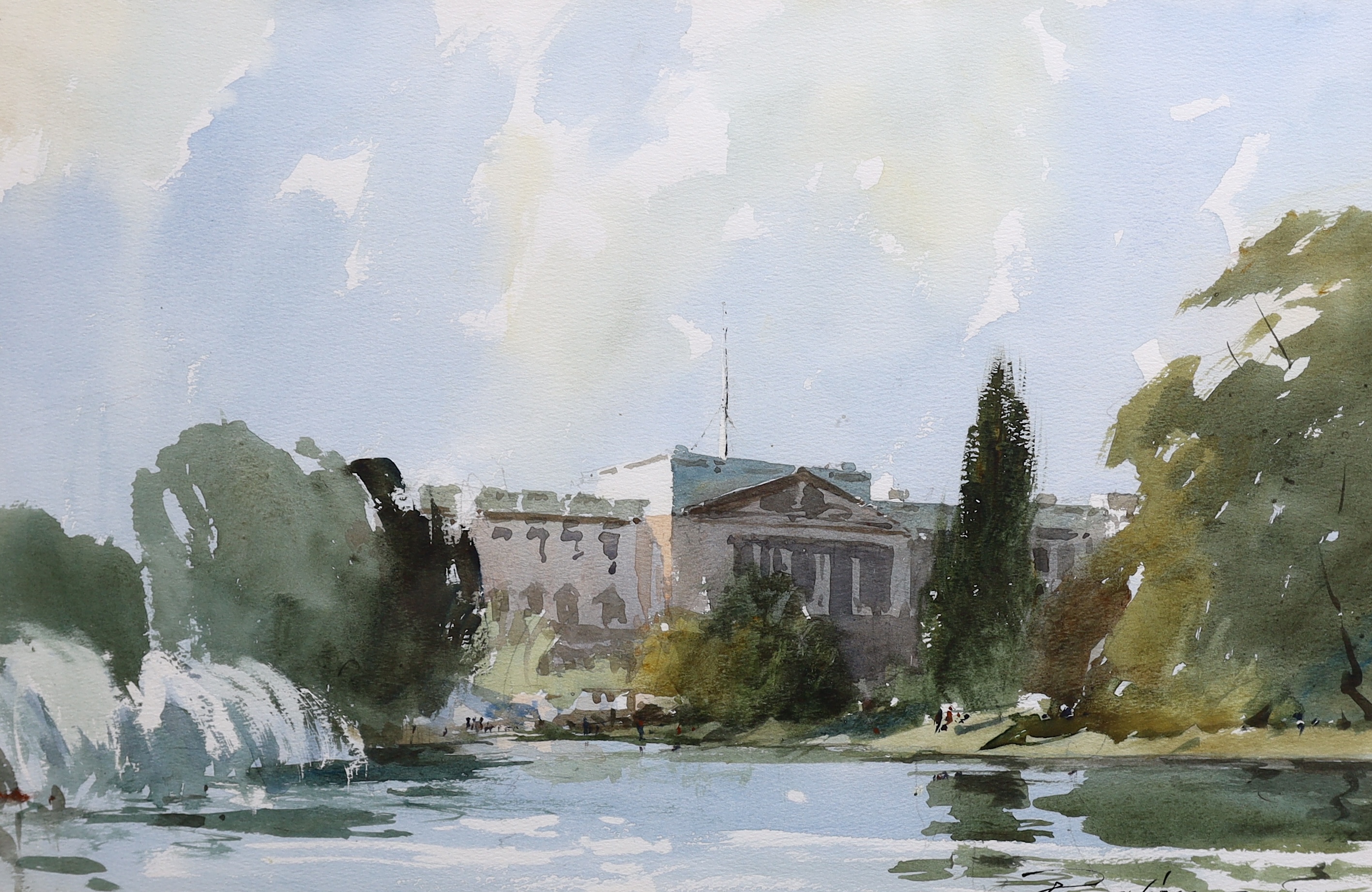 Edward Wesson (English, 1910-1983), watercolour, Buckingham Palace, signed in ink and dated '78, 33 x 49cm. Condition - fair to good
